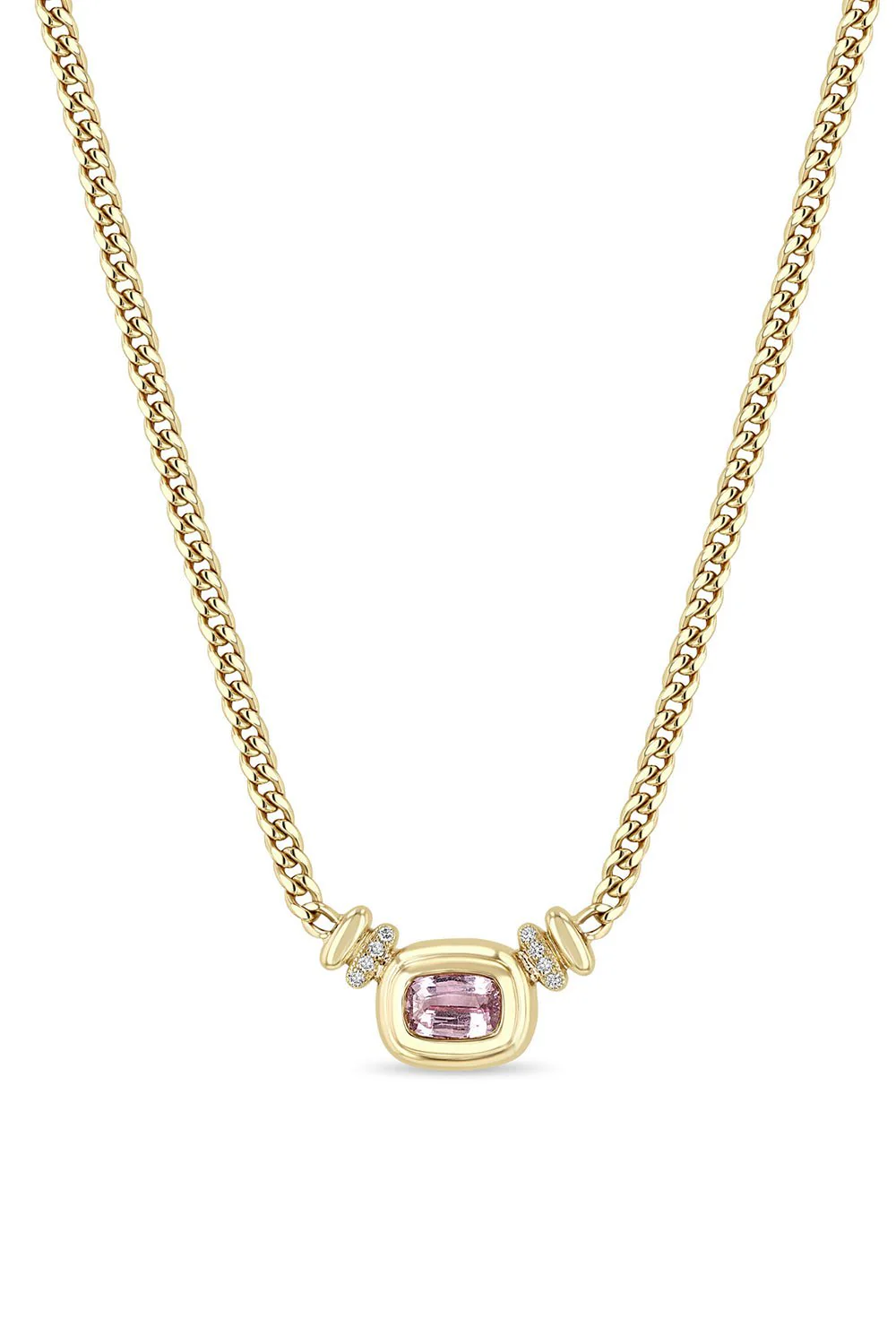 Pink Sapphire Bezel Set Necklace