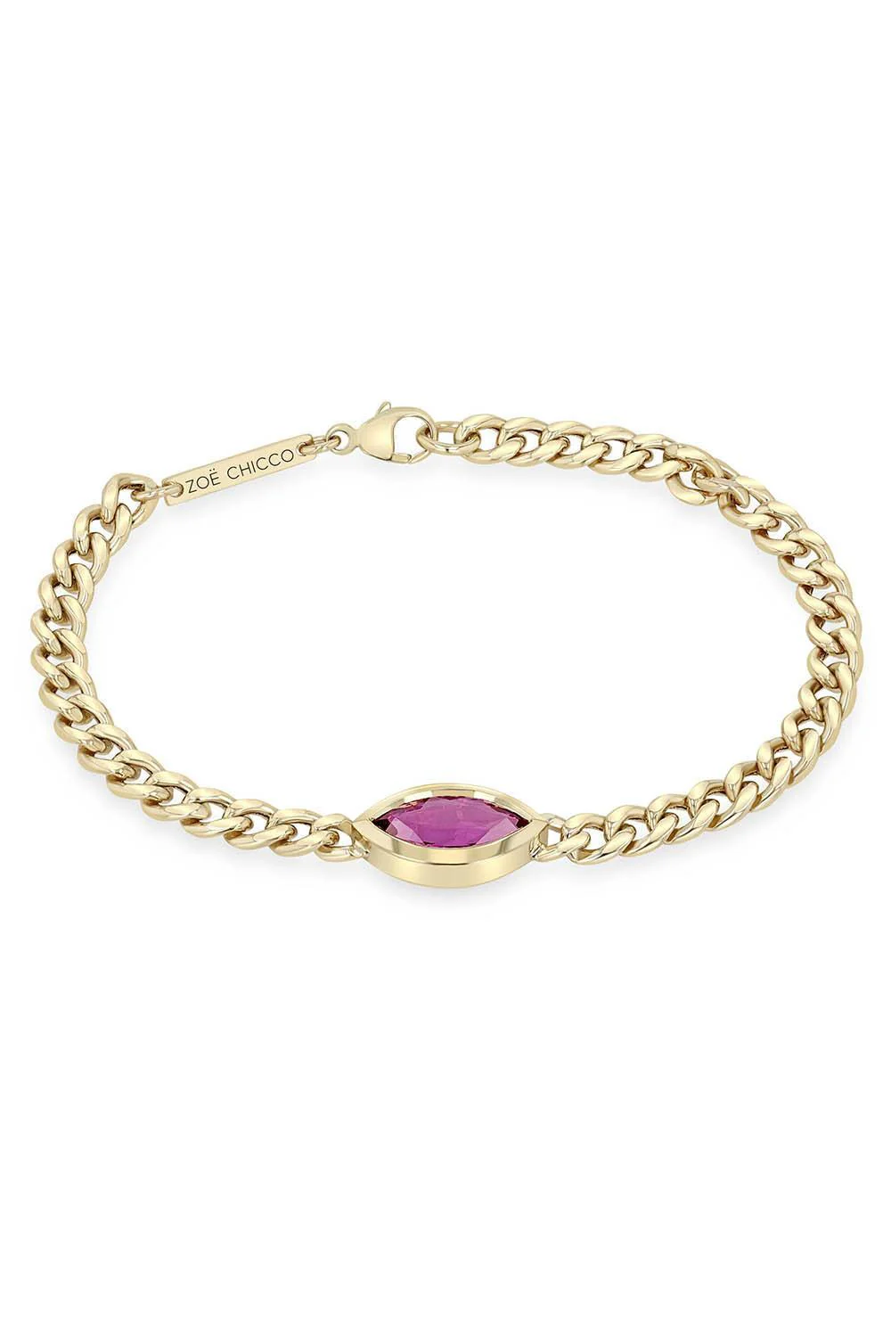 Pink Sapphire Curb Chain Bracelet - Image 4
