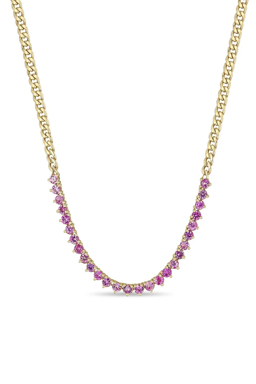 Pink Sapphire Small Curb Chain Tennis Necklace