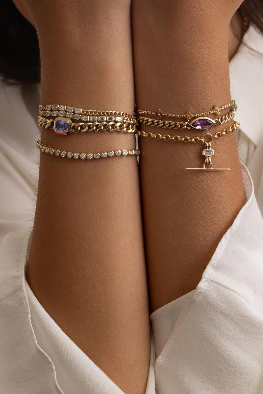 Rainbow Sapphire Quad Box Chain Bracelet - Image 3