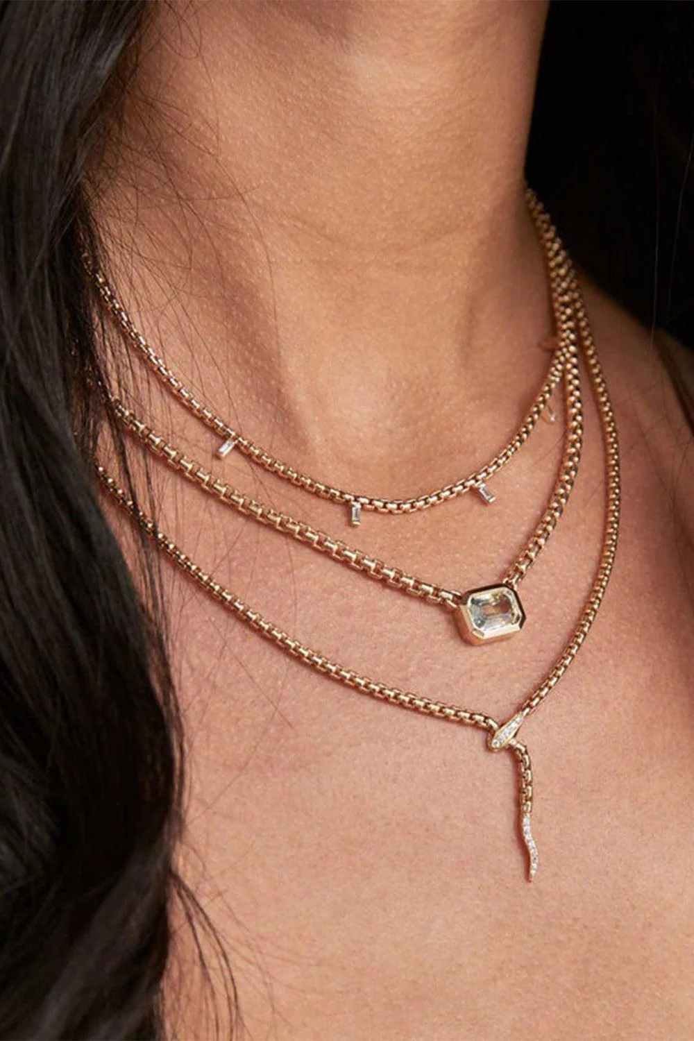 Sapphire Ombre Large Box Chain Necklace - Image 2