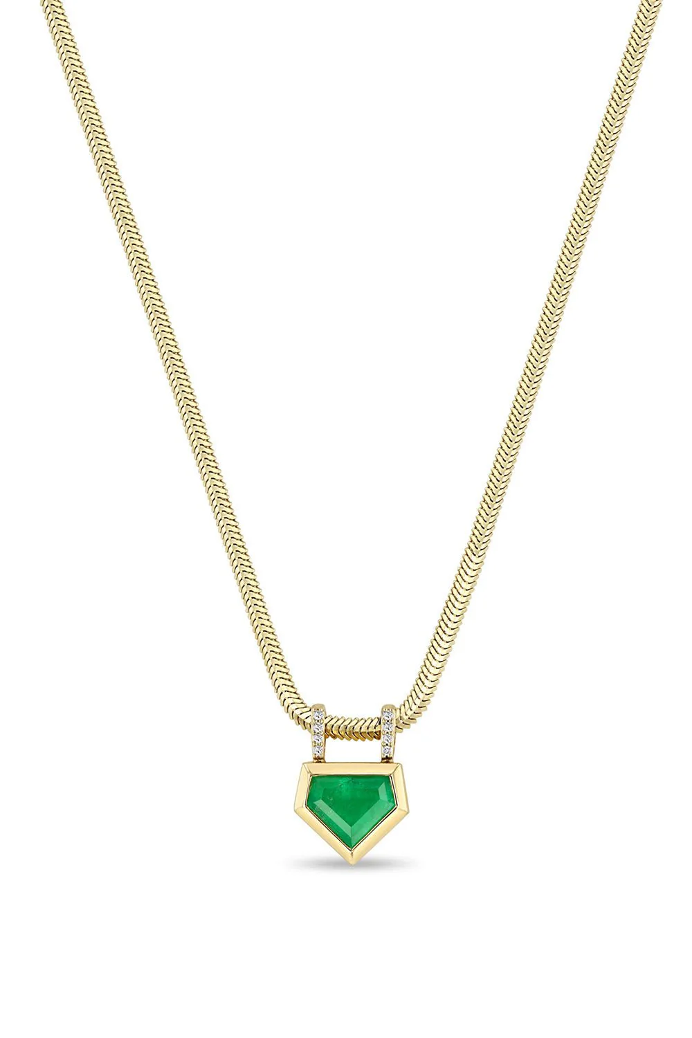 Shield Bezel Snake Chain Necklace