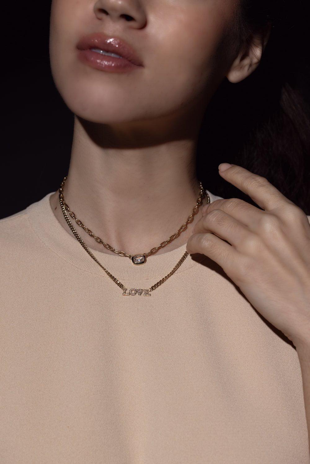Small Curb Chain Love Necklace - Image 2