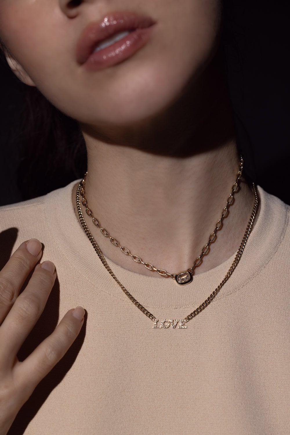 Small Curb Chain Love Necklace - Image 4