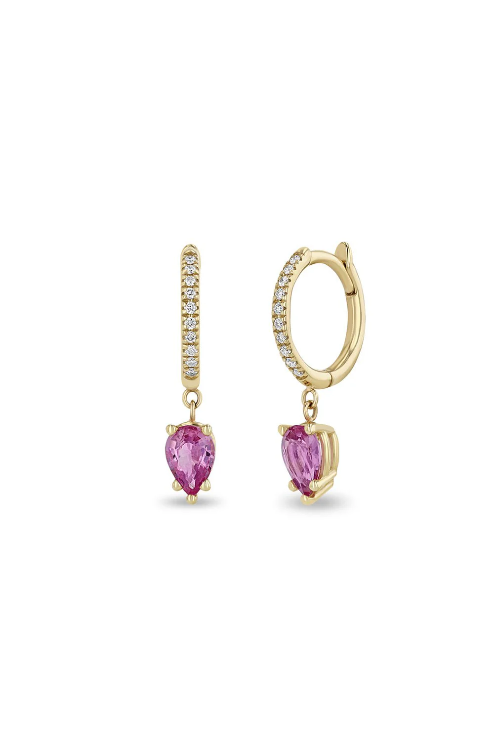 Small Sapphire Diamond Hinge Huggie Earrings