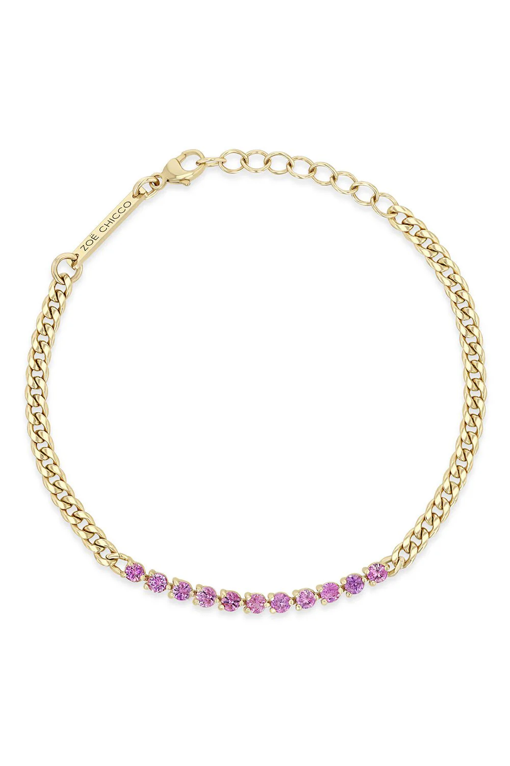 Small Sapphire Tennis Segment Curb Chain Bracelet