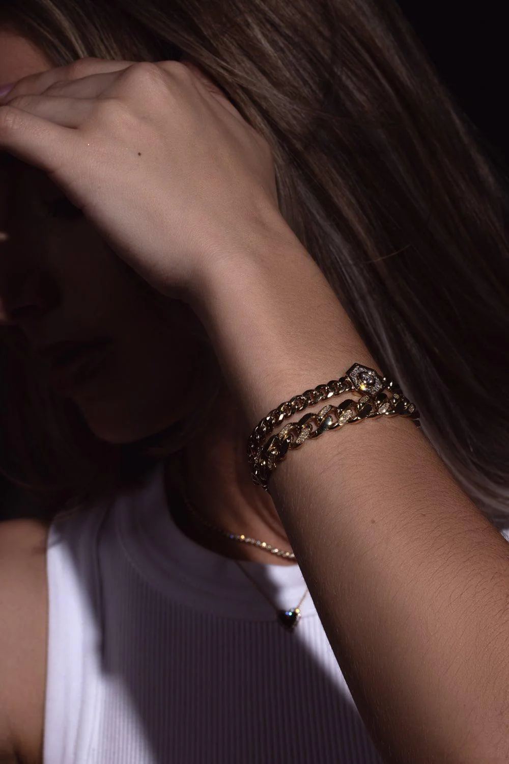 XL Curb Chain Link Diamond Bracelet - Image 3