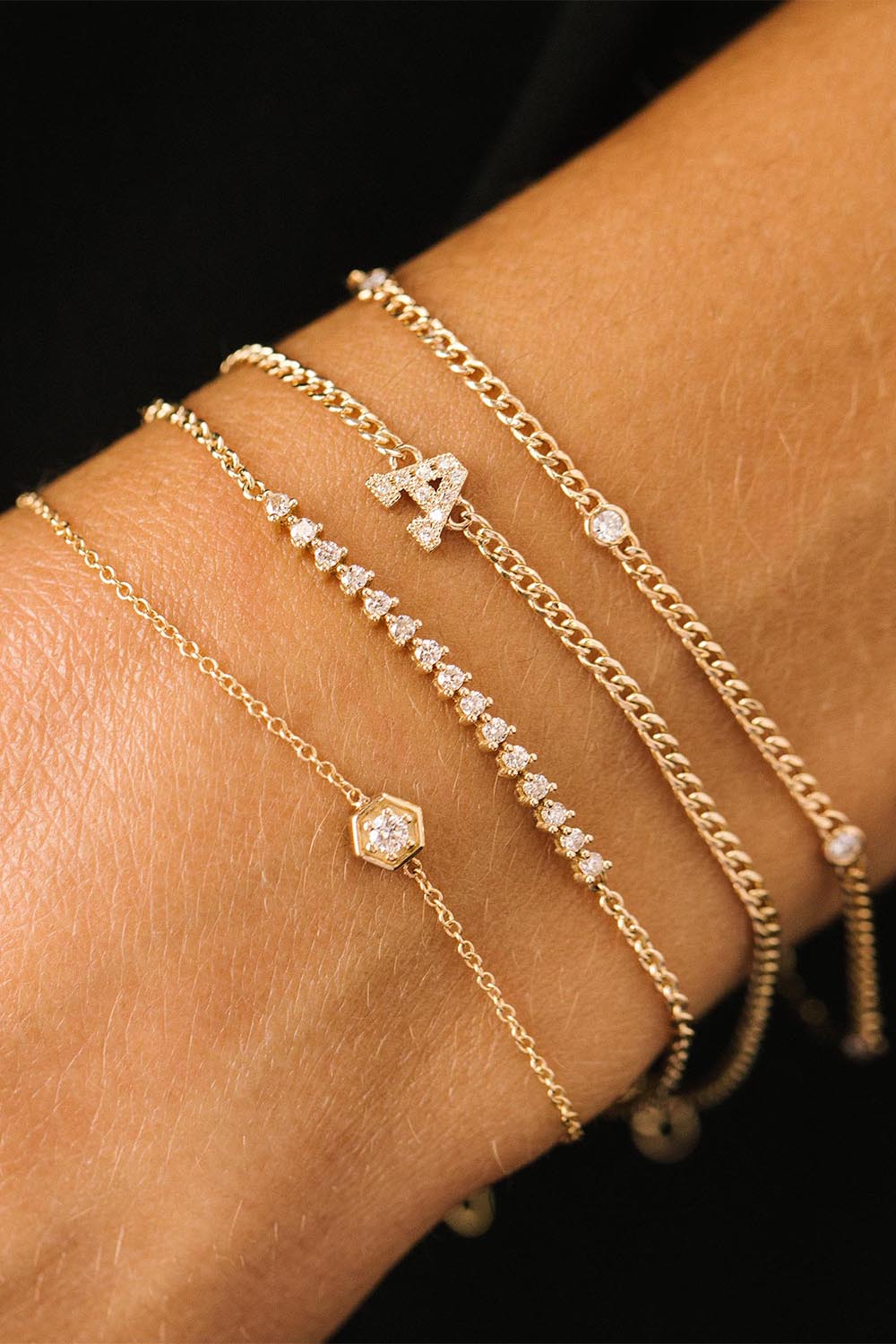 XS Initial Curb Bracelet - Image 2