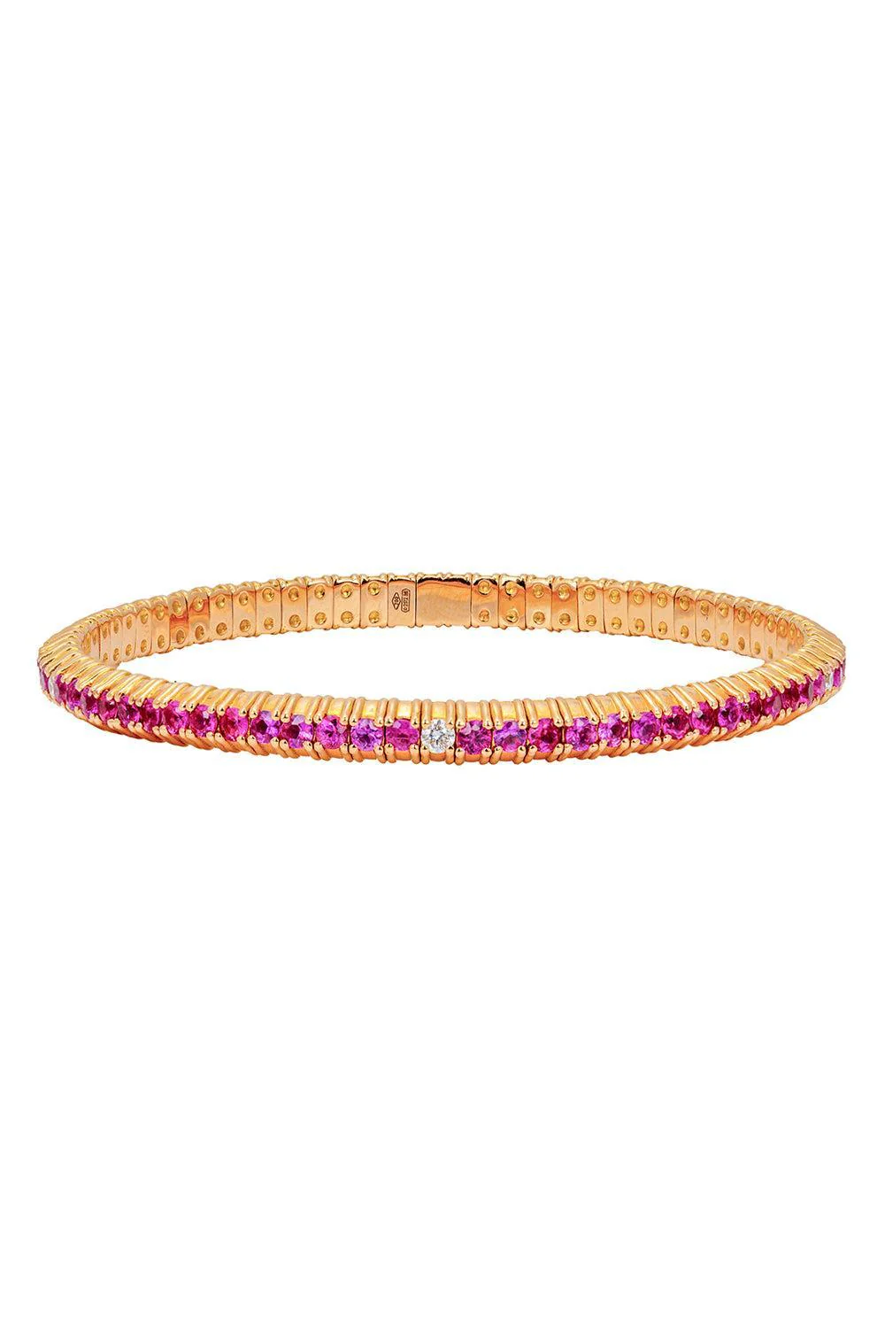 1 Row Pink Sapphire Diamond Stretch Bracelet