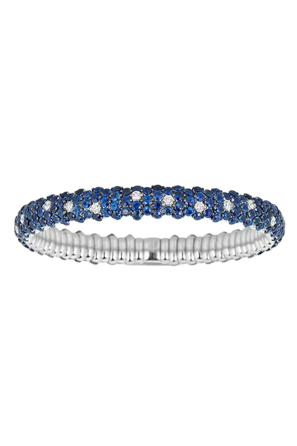 Blue Sapphire Diamond Dome Stretch Bracelet