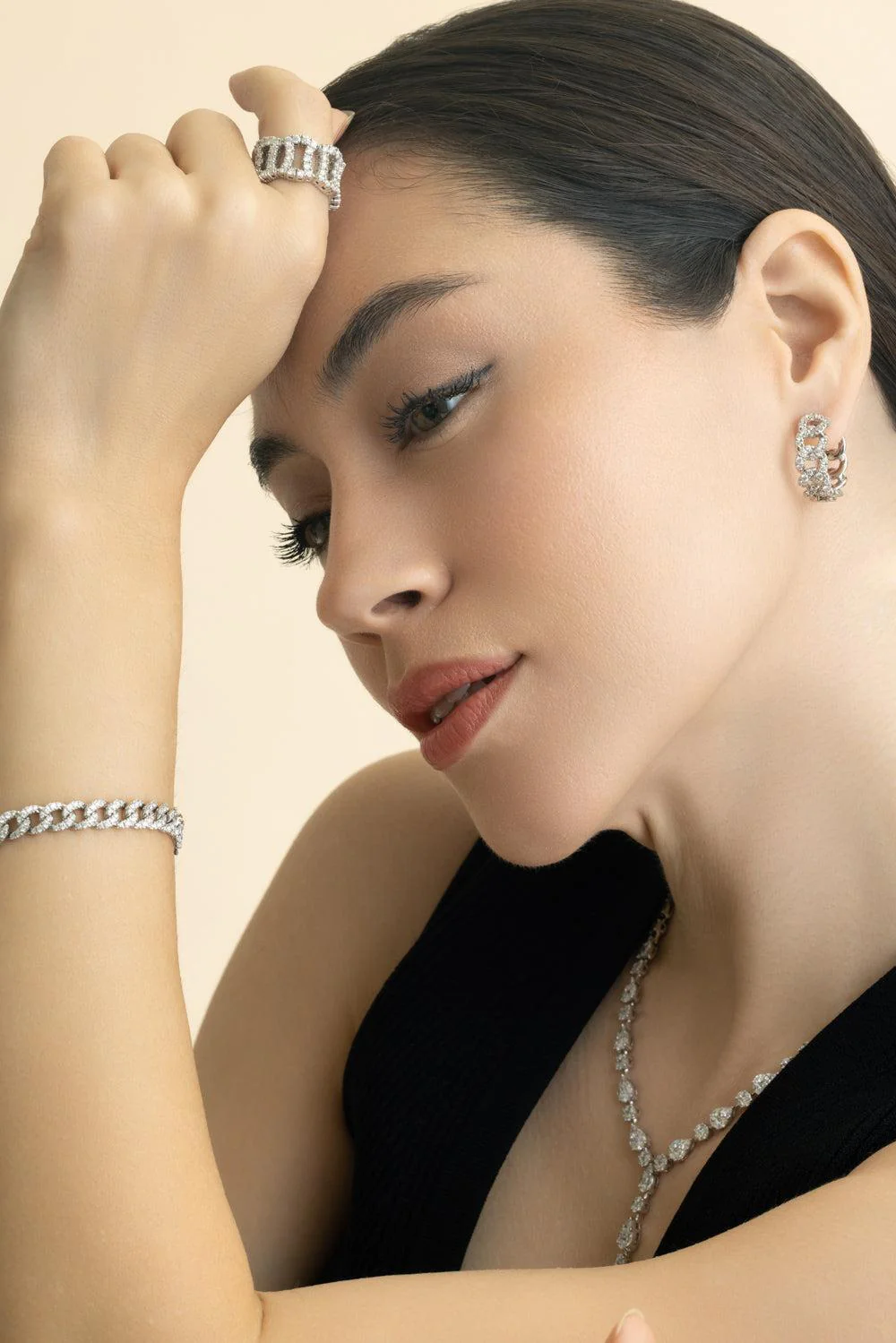 Diamond Cuban Link Hoop Earrings - Image 2