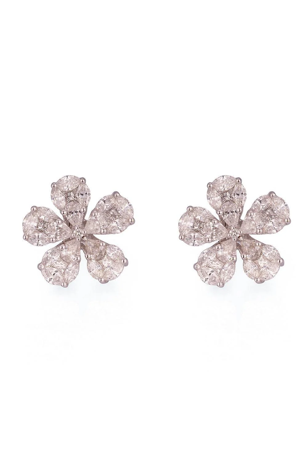 Diamond Flower Stud Earrings