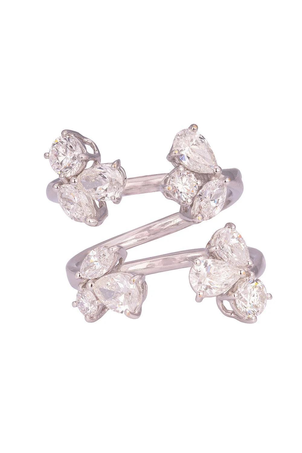 Diamond Four Cluster Open Ring
