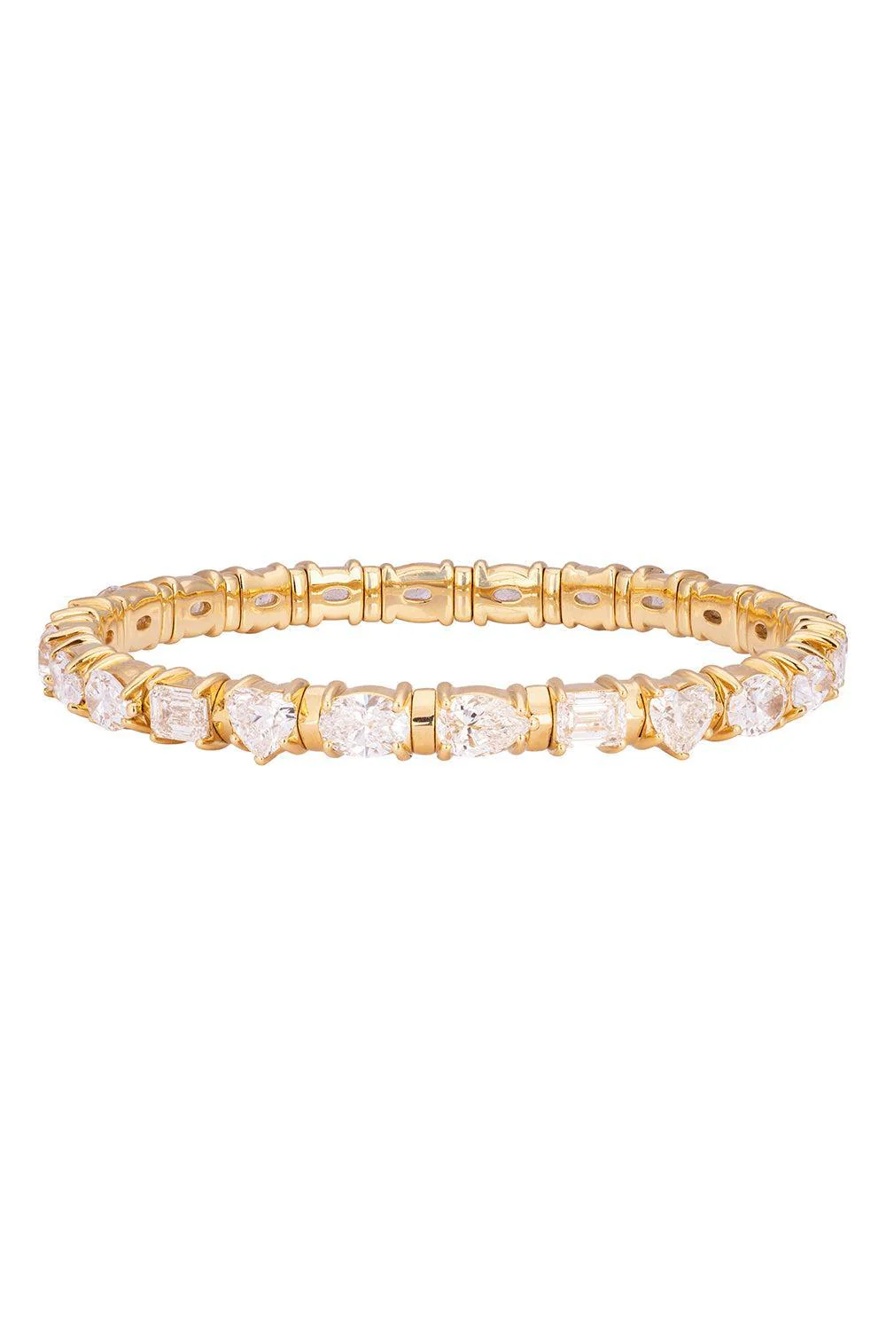 Diamond Mix Shape Stretch Bracelet - Yellow Gold