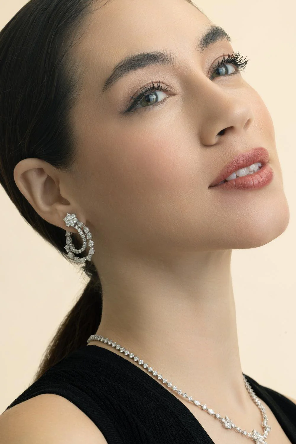 Diamond Movement Loop Earrings - Image 2