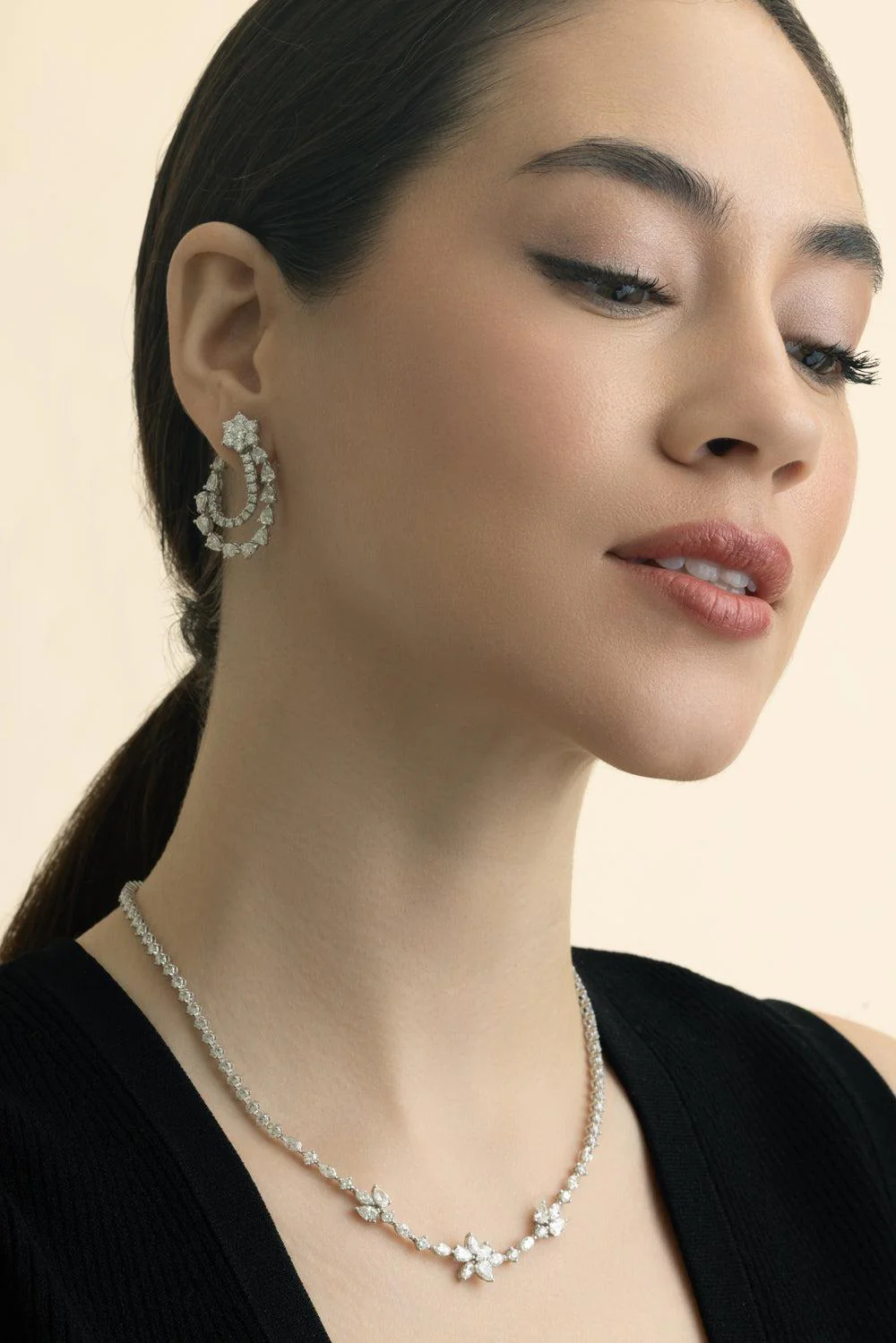 Diamond Movement Loop Earrings - Image 3