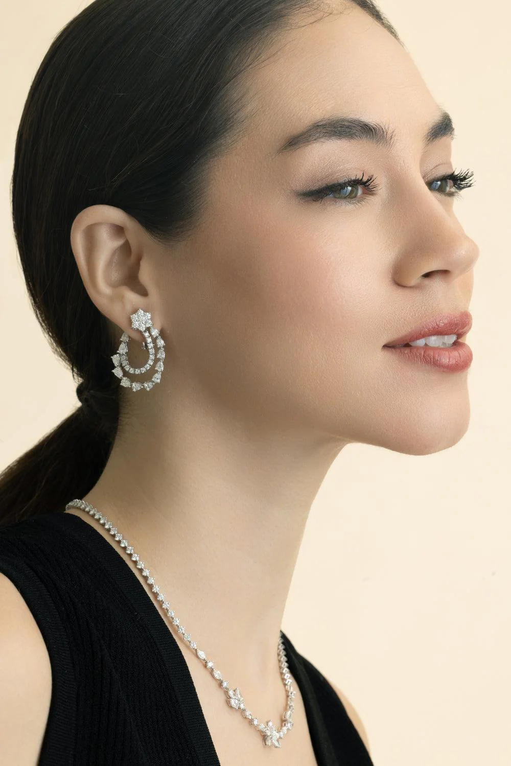 Diamond Movement Loop Earrings - Image 4