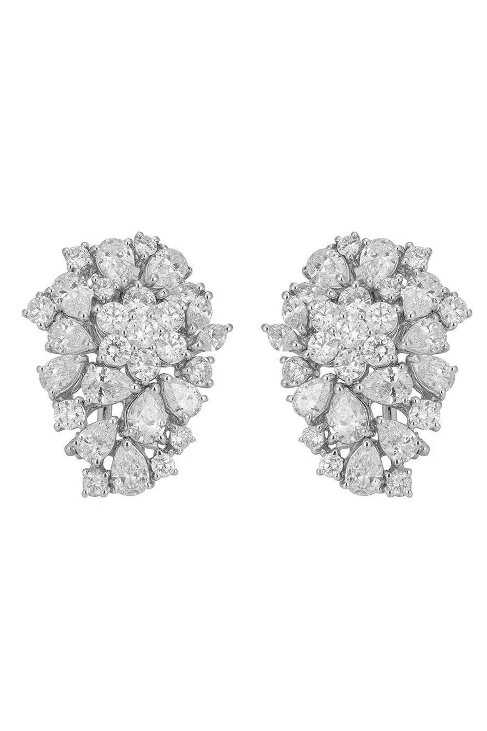 Diamond Multi Flower Pear Shape Earrings