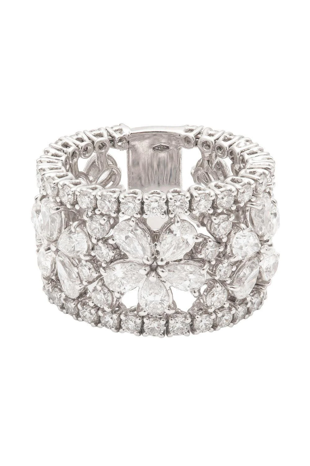 Diamond Wide Flower Ring