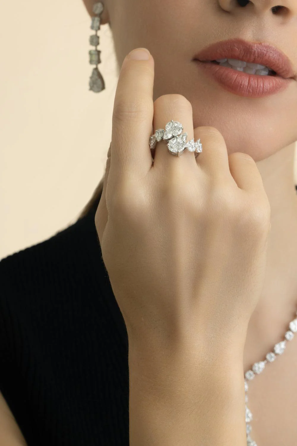 Mix Shape Diamond Bypass Ring - Image 2