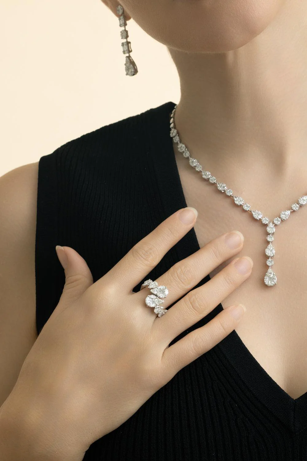 Mix Shape Diamond Bypass Ring - Image 3