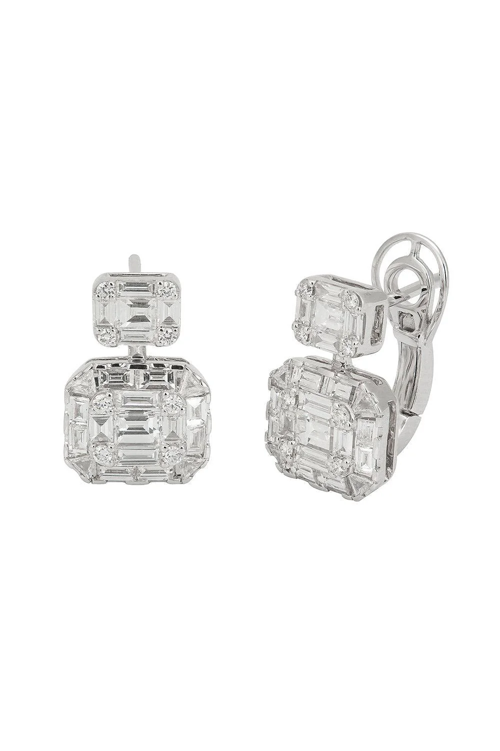 Mixed Diamond Horizontal Earrings