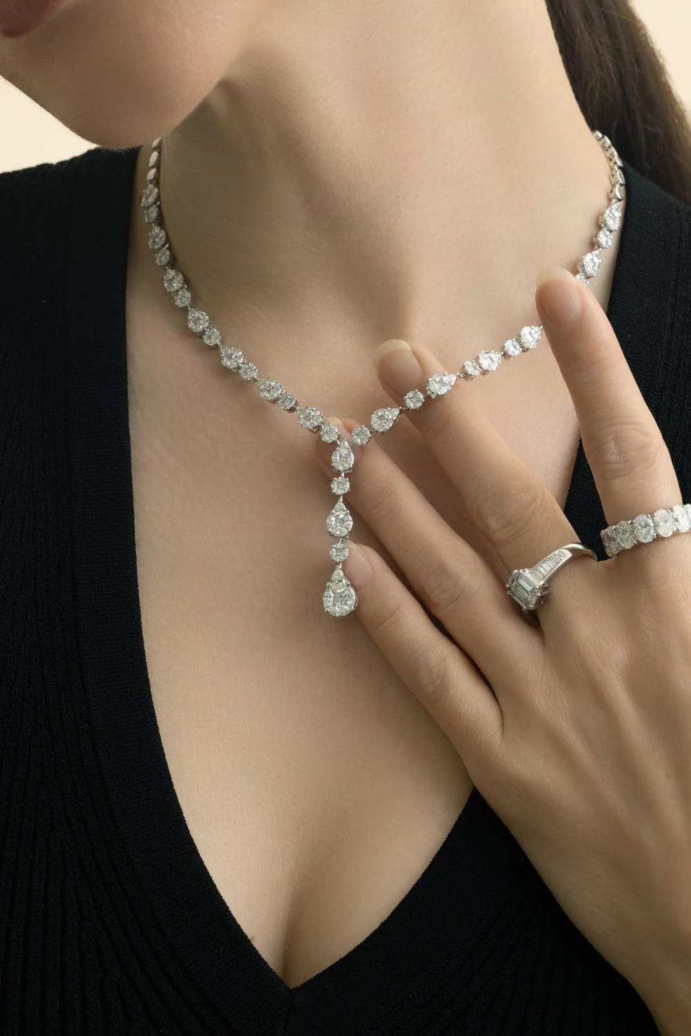 Multi Shape Diamond Drop Necklace - Image 4