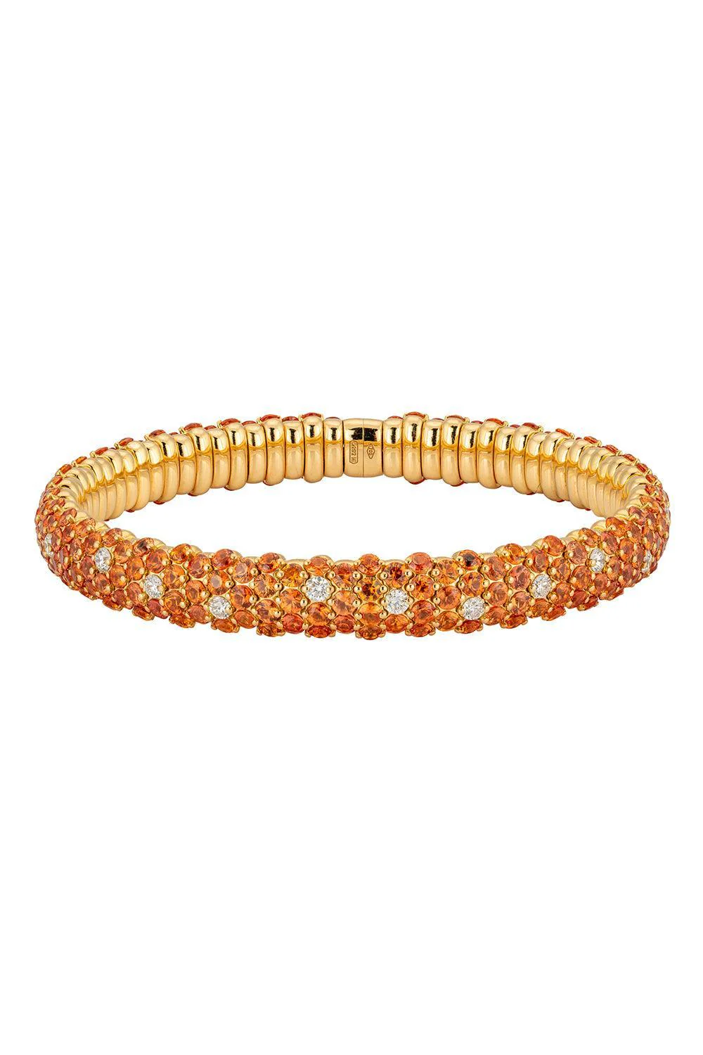 Orange Sapphire Diamond Dome Stretch Bracelet
