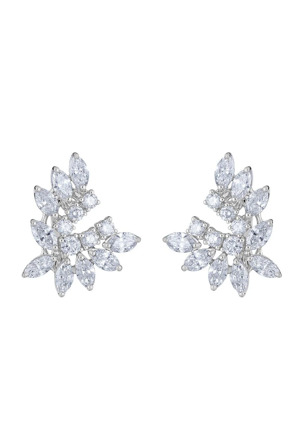 Round Marquise Diamond Cluster Earrings
