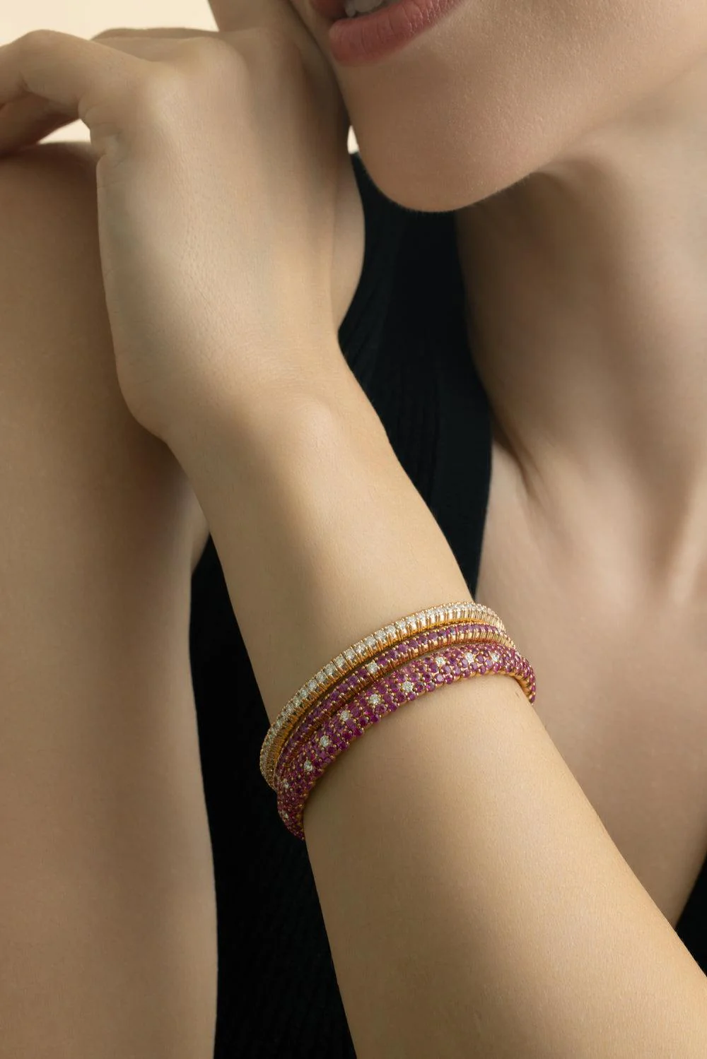 Ruby Diamond Stretch Bracelet - Image 2