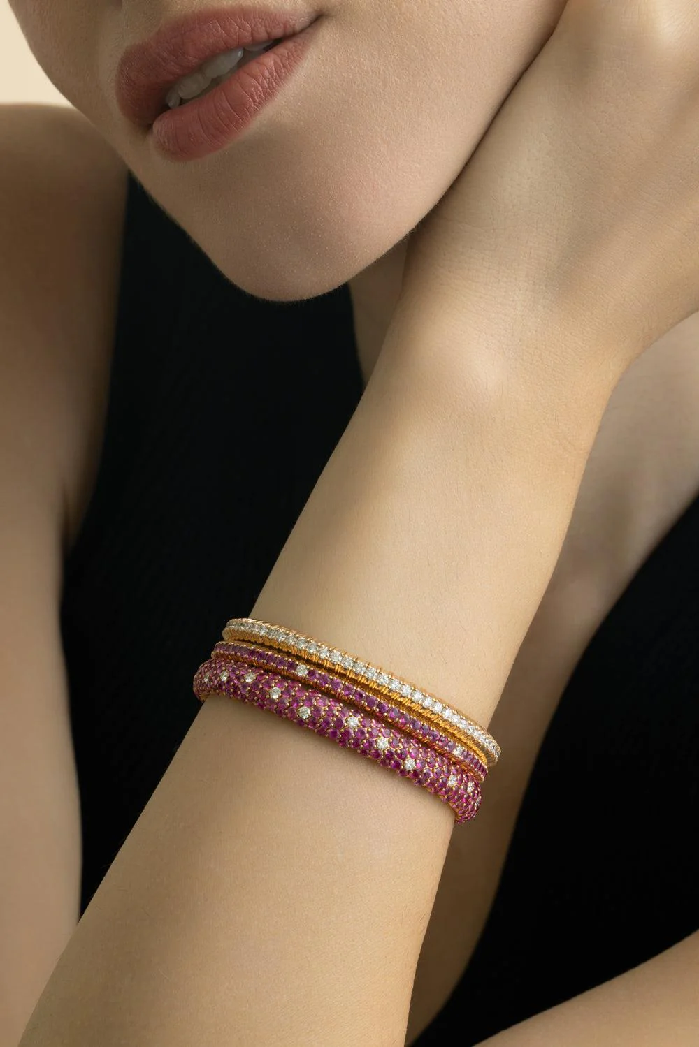 Ruby Diamond Stretch Bracelet - Image 3