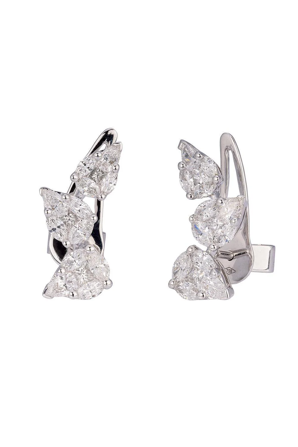 Three Pear Diamond Cluster Earrings