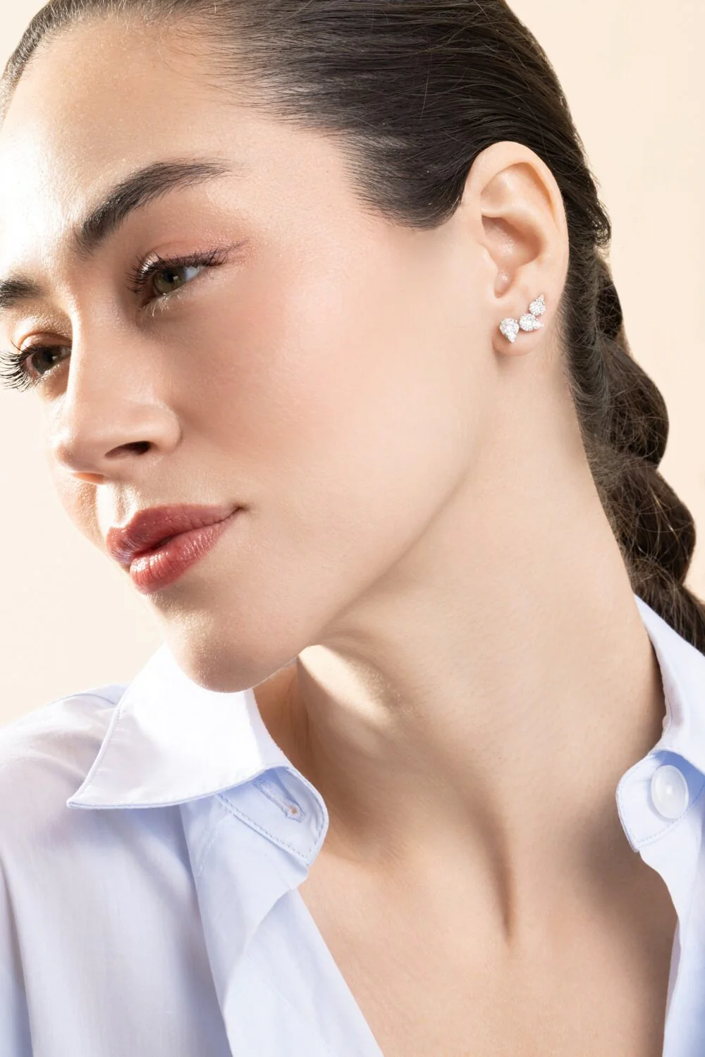Three Pear Diamond Cluster Earrings - Image 2