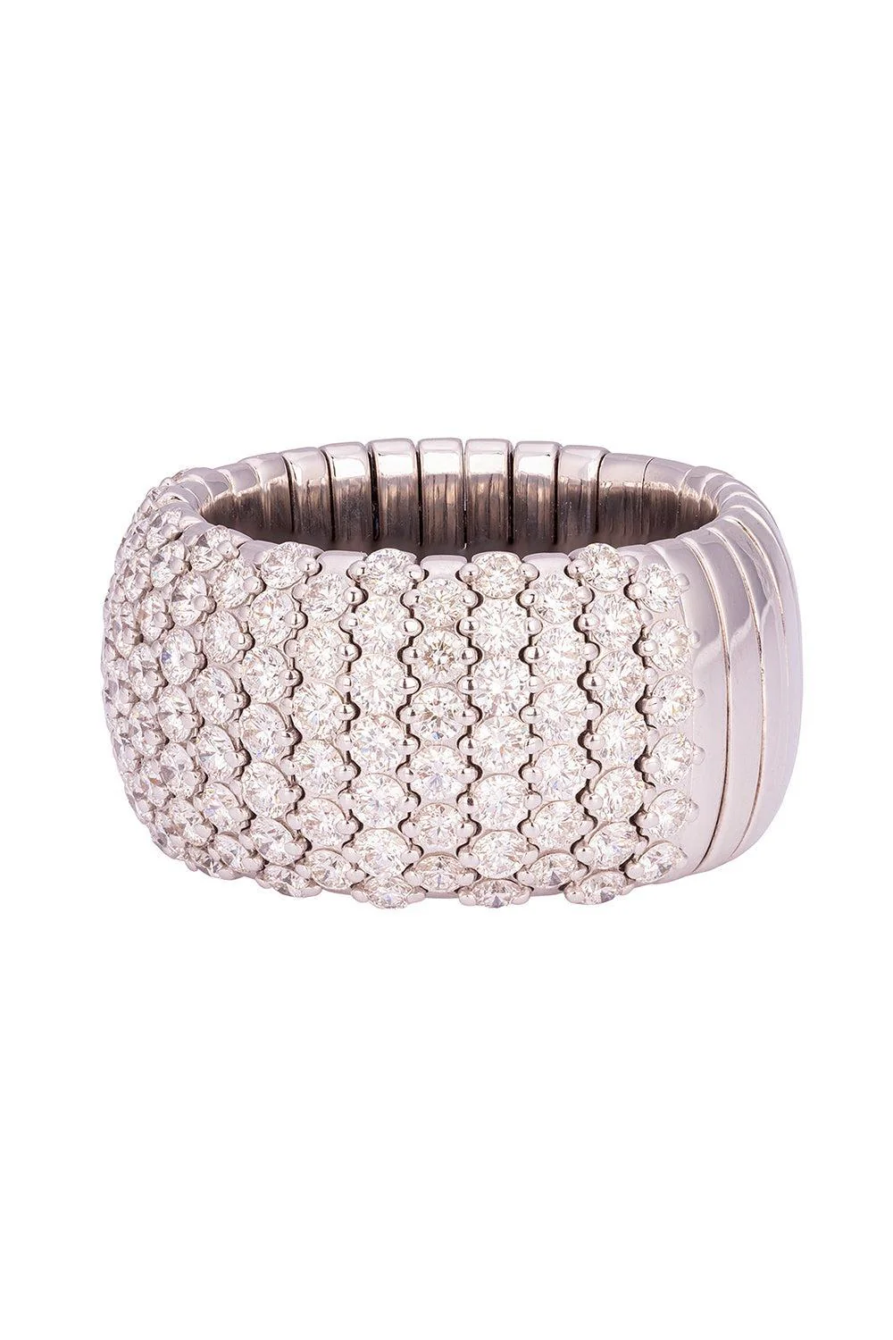 Wide Diamond Stretch Ring - White Gold